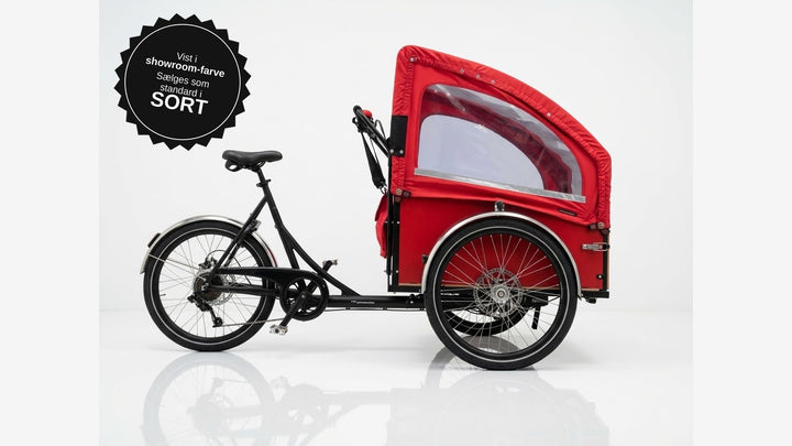 Christiania Bikes R1 Skrå – vist i showroom-farve (rød) – sælges som standard i sort